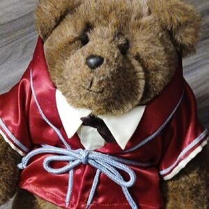 Gund Brown Teddy Bear with Red Satin Outfit